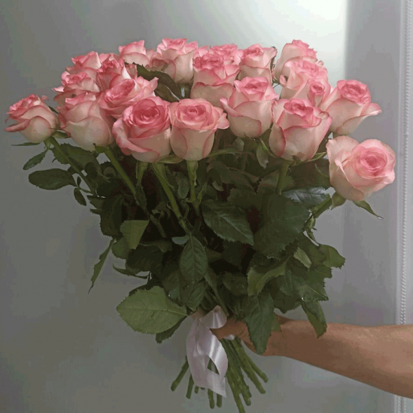 21 нежно-розовая роза, лента в Судаке